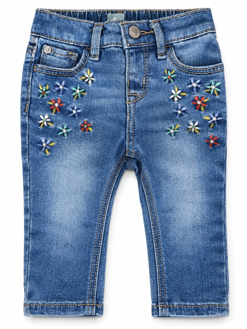 BABY GAP - Baby Blue Embroidered Floral Denim Jeans